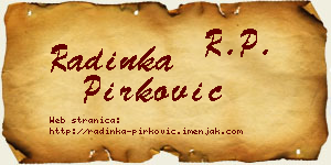 Radinka Pirković vizit kartica